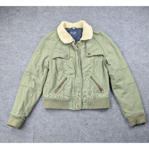 Vintage American Eagle Flight Jacket Womens Large Y2K Sherpa Bomber Military